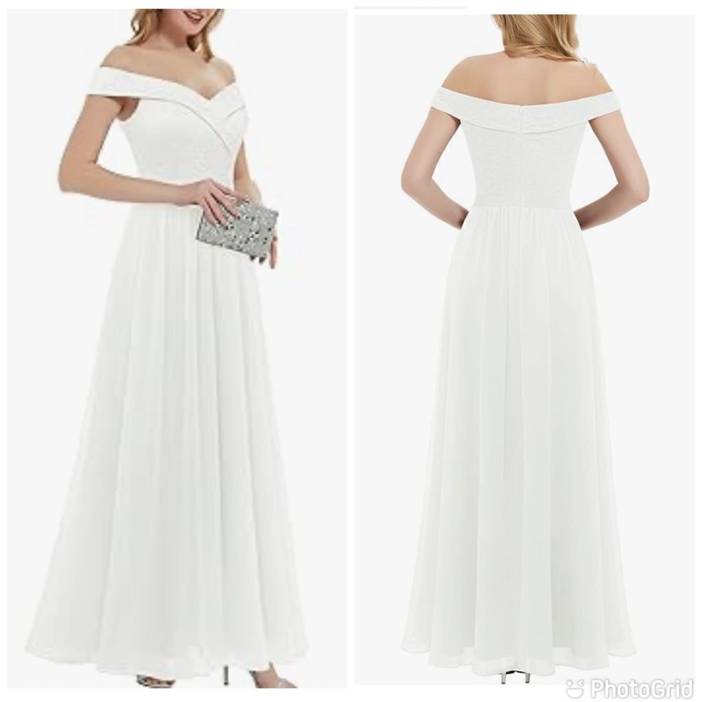 Daisyaner V Neck Formal Wedding Elegant Long Cocktail Evening Party Gown Dress